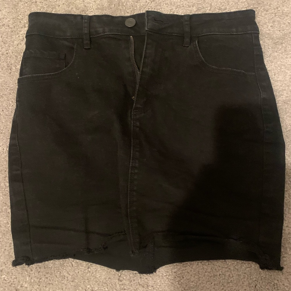 Garage black denim skirt